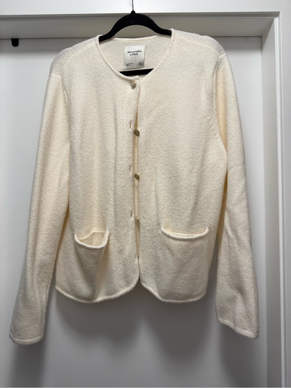 Abercrombie & Fitch Cream Button-Up Knit Cardigan